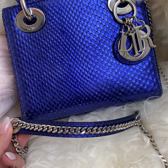 🐍 Lady Dior mini blue/purple exotic python bag - Picture 3 of 15